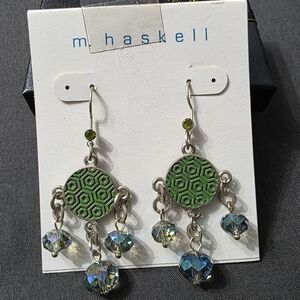 Estate - Silver Tone - Miriam Haskell - Dabgle Earrings - Item 427